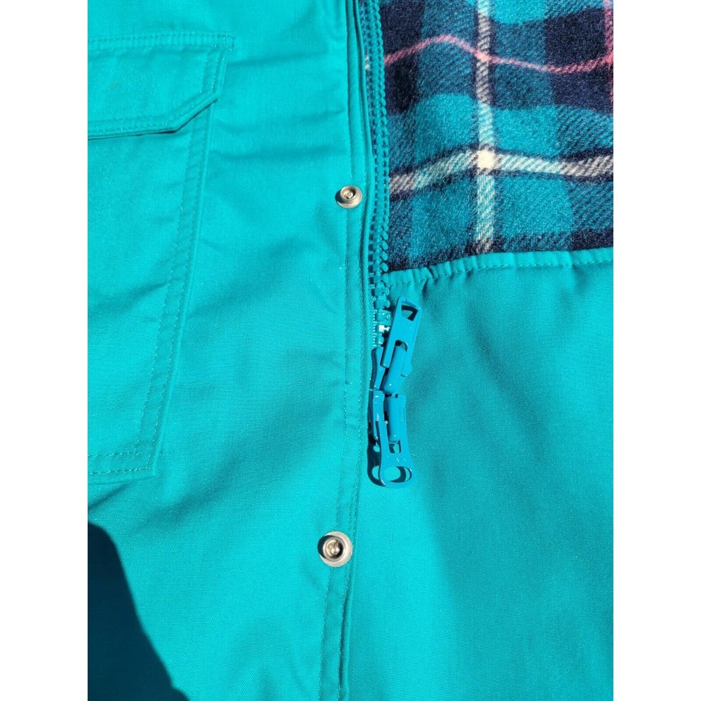 Vintage LL Bean Full Length Flannel Lined Insulated Womens Teal Jacket USA Large - Picture 10 of 14